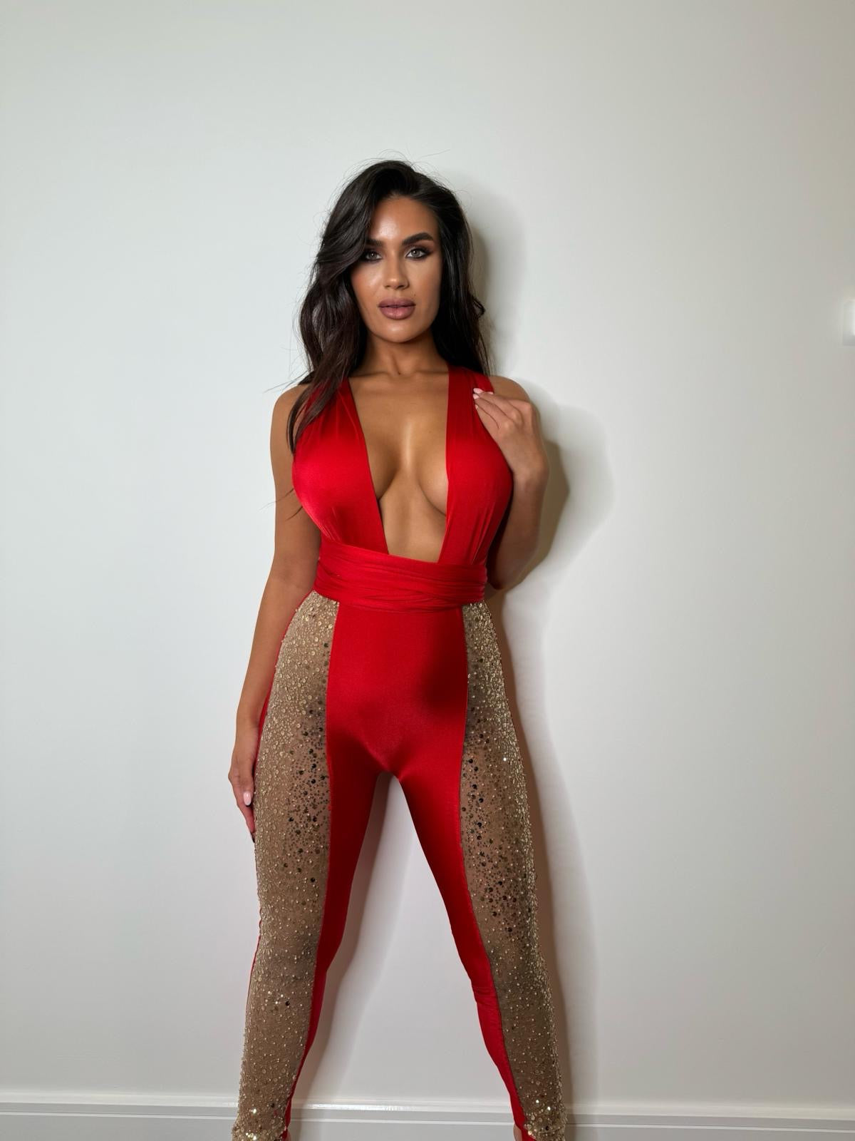 The  CRYSTAL SHIMMER MULTI-WAY DRAMA Jumpsuit £75