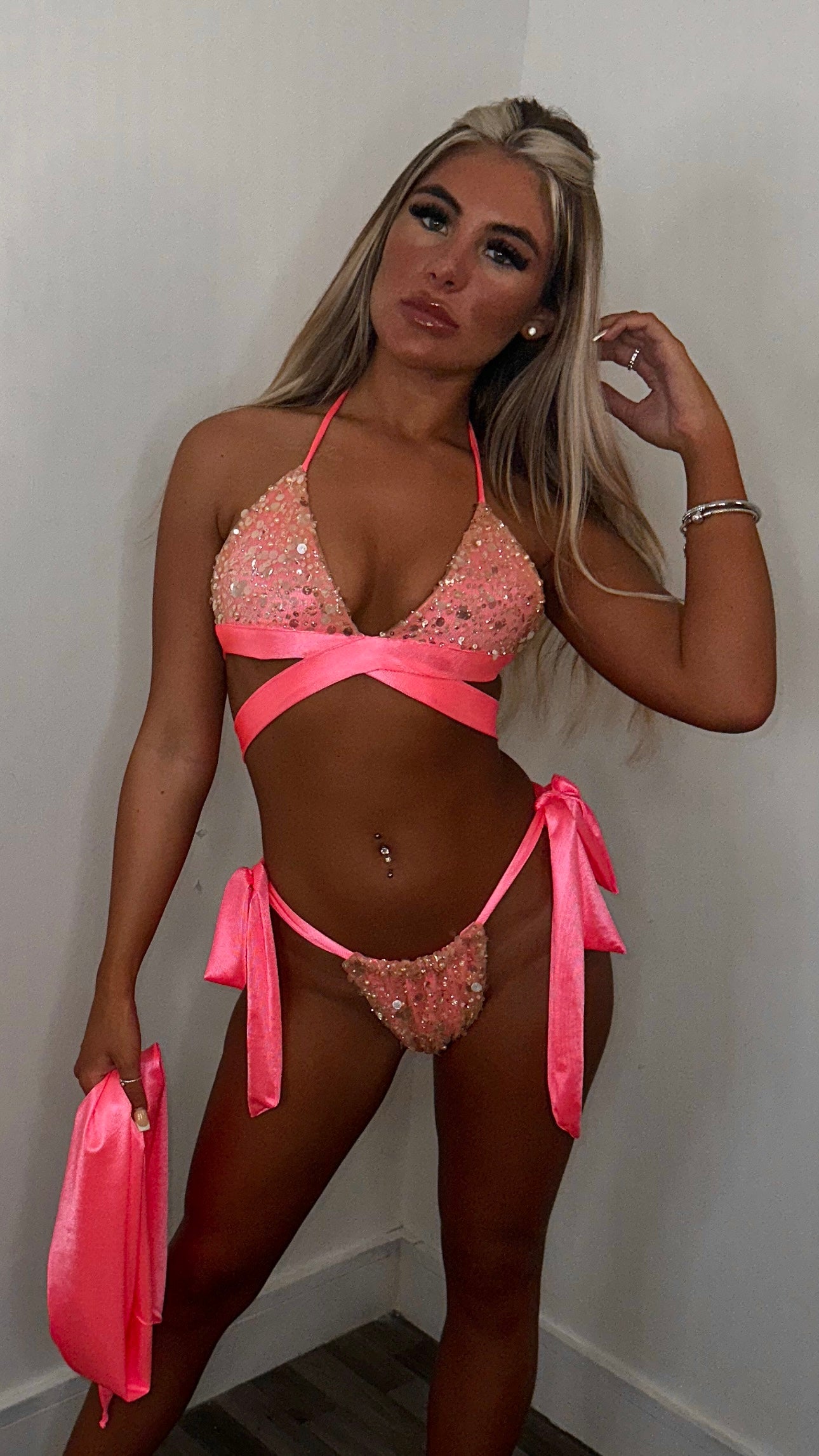 The VOGUE CRYSTAL BIKINI (Cross Top) Includes SARONG £59