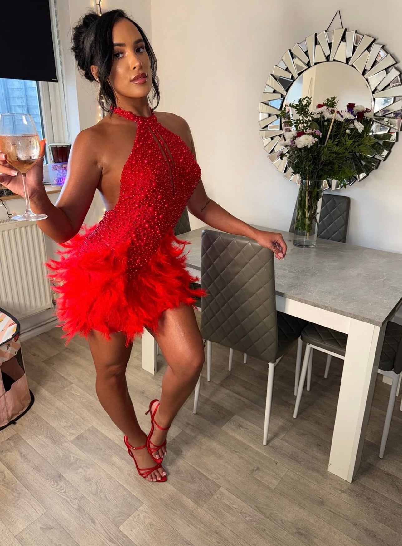 The LUCINDA PEARL FEATHER Dress £89